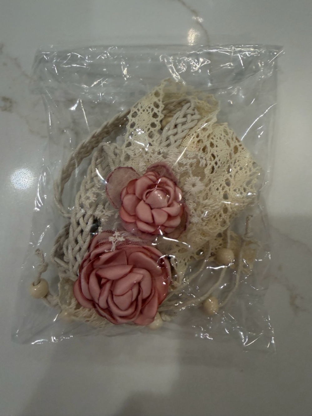 POL Feminine Handcrafted Blush Flower Belt OS - Picture 10 of 10